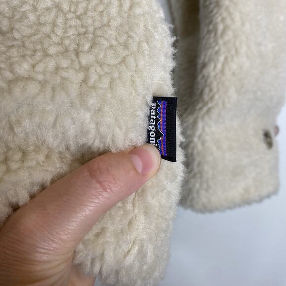 Patagonia Divided Sky Teddy Bear Pile Fleece Beige Full Zip Warm Cozy Jacket M - Picture 2 of 9
